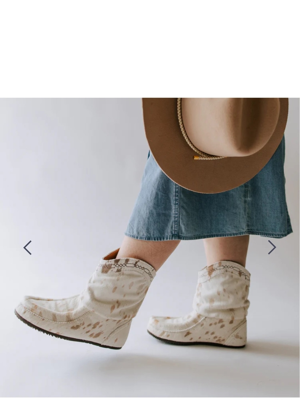 Pony Hair Cream Western Ankle Booties with Subtle Speckle Detail